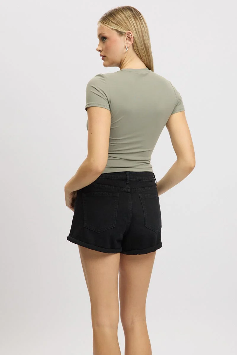Green T-Shirt Short Sleeve Crew Neck Supersoft - Image 5
