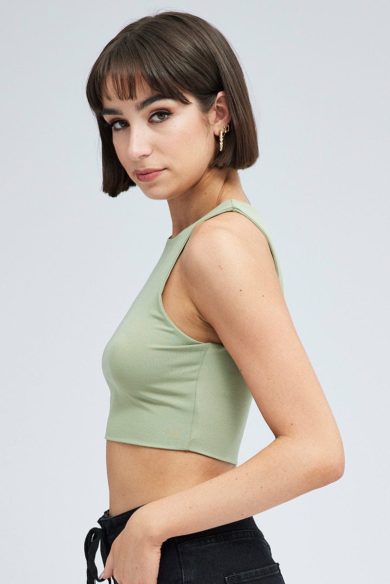 Green Tank Top Crew Neck Supersoft - Image 4