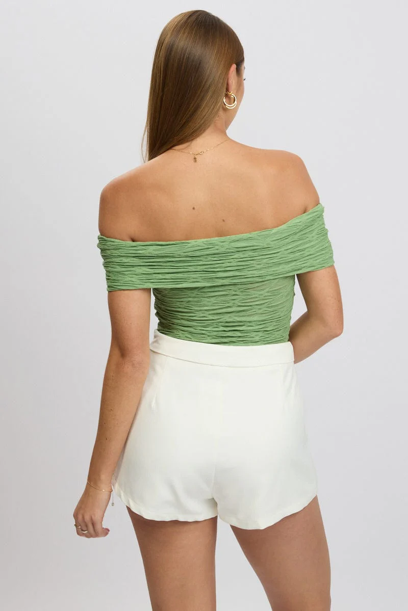 Green Textured Top Off Shoulder - Image 5