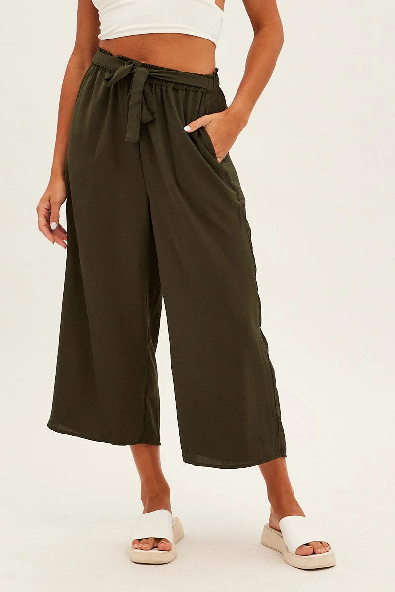 Green Tie Waist Culotte - Image 2