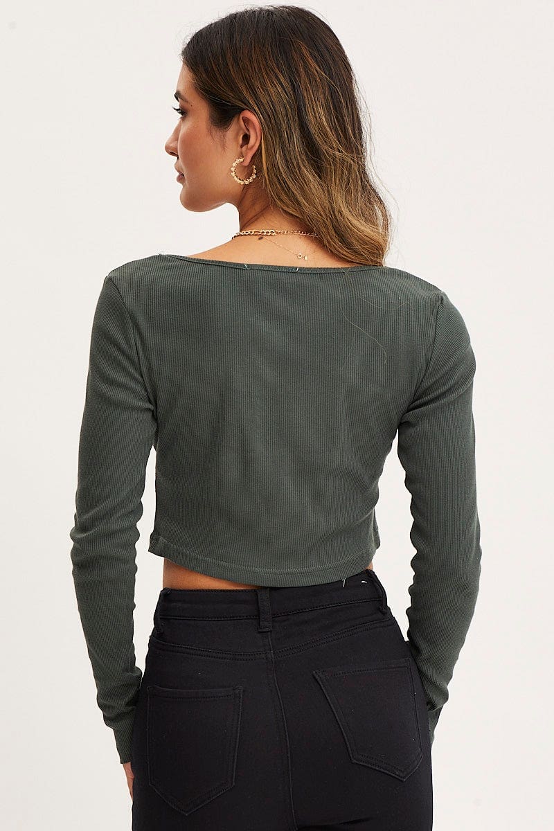 Green Top Long Sleeve Round Neck - Image 5