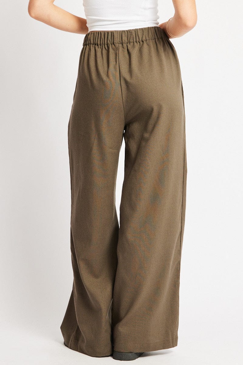 Green Wide Leg Pants Elasticated Waist - Image 5