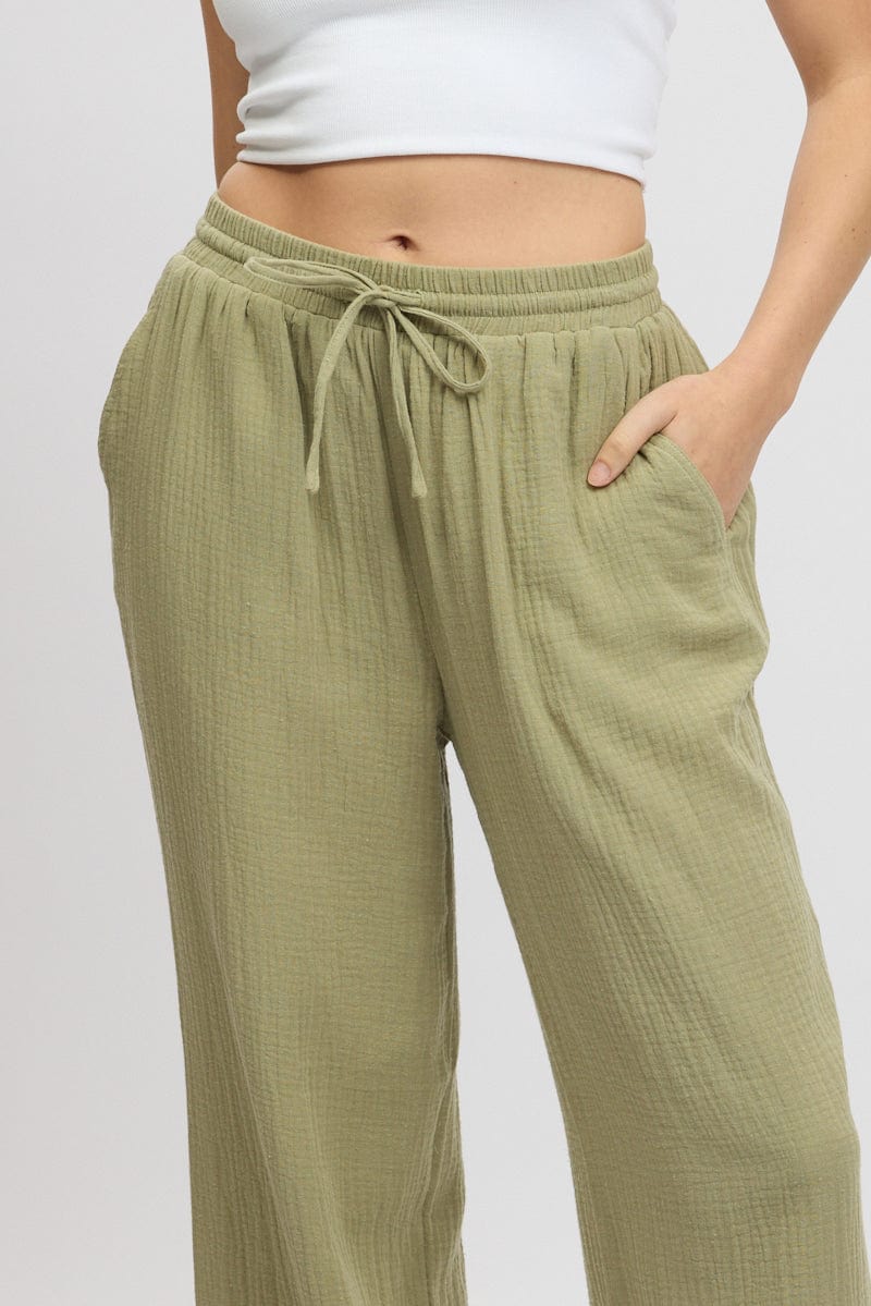 Green Wide Leg Pants Elasticated Waist - Image 6