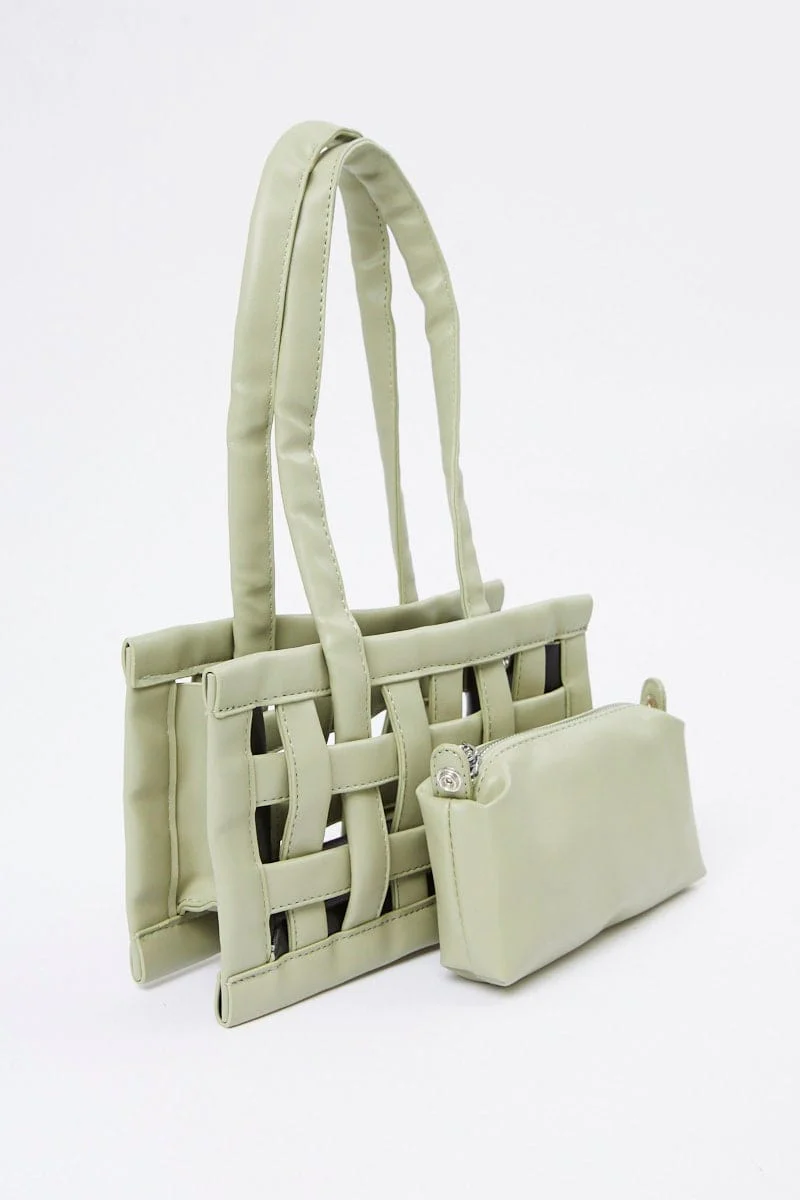 Green Woven Detail Handbag - Image 5