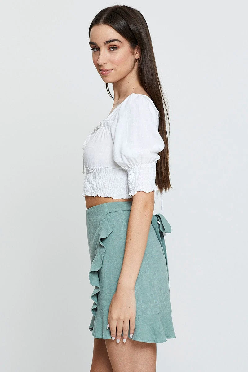 Green Wrap Skirt Mini High Rise - Image 4