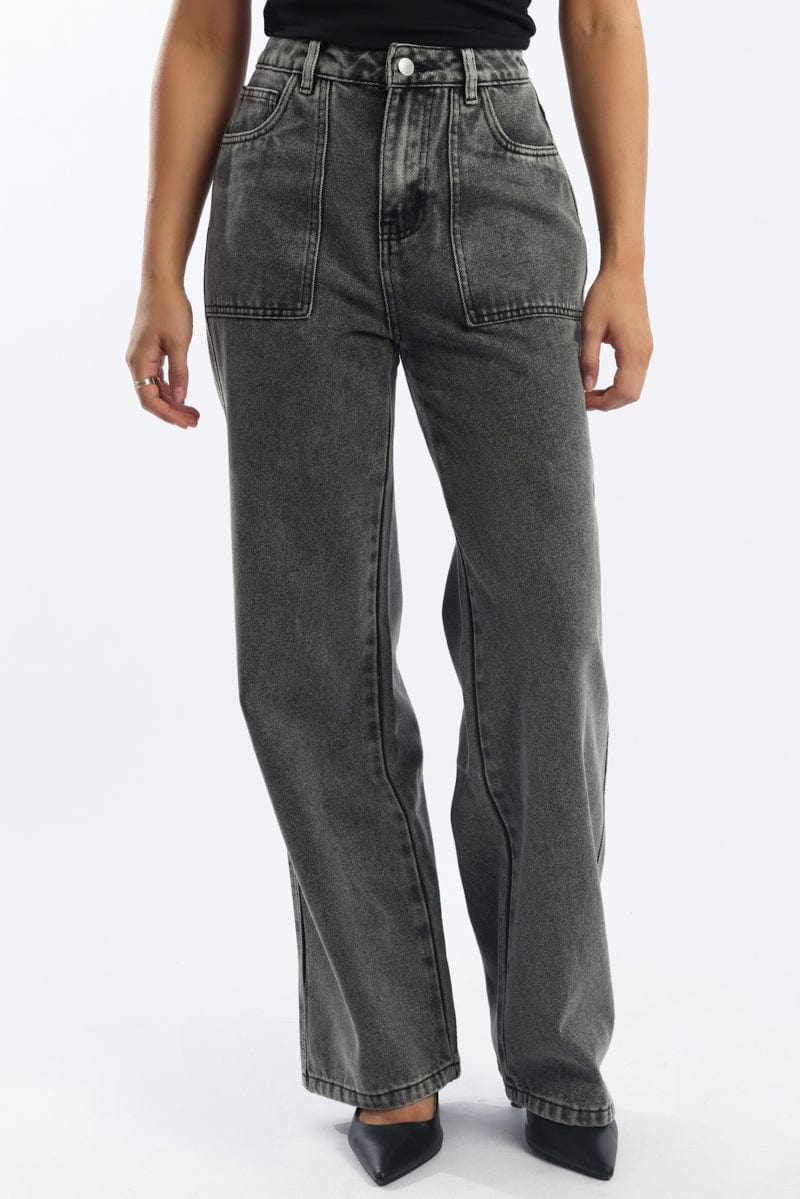 Grey Baggy Jeans Mid Rise - Image 2