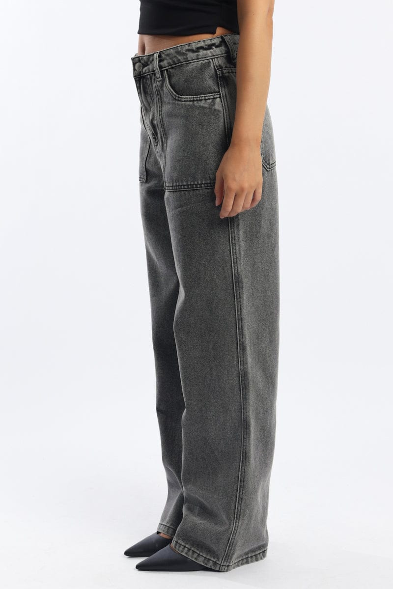 Grey Baggy Jeans Mid Rise - Image 3