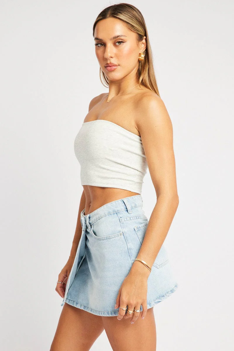 Grey Bandeau Top Cotton Rib - Image 4