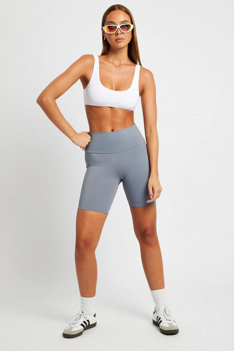 Grey Bike Shorts High Waisted - Image 3