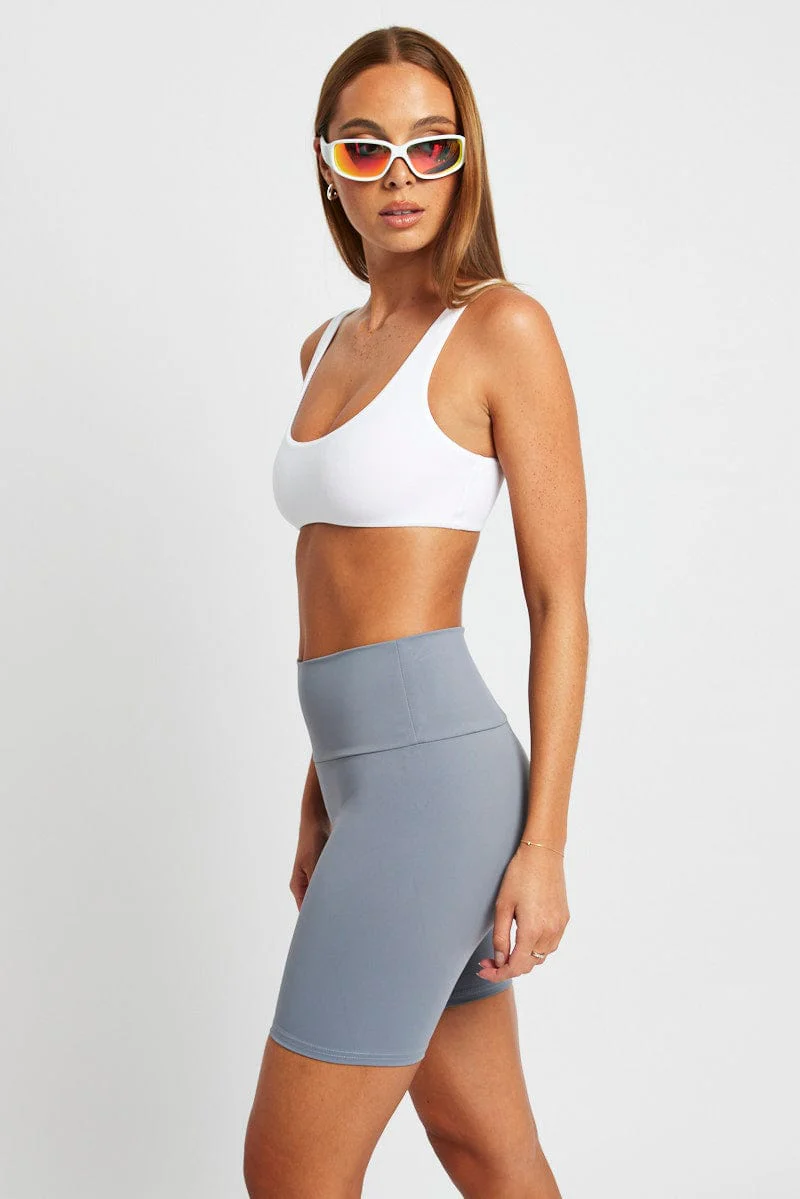 Grey Bike Shorts High Waisted - Image 4