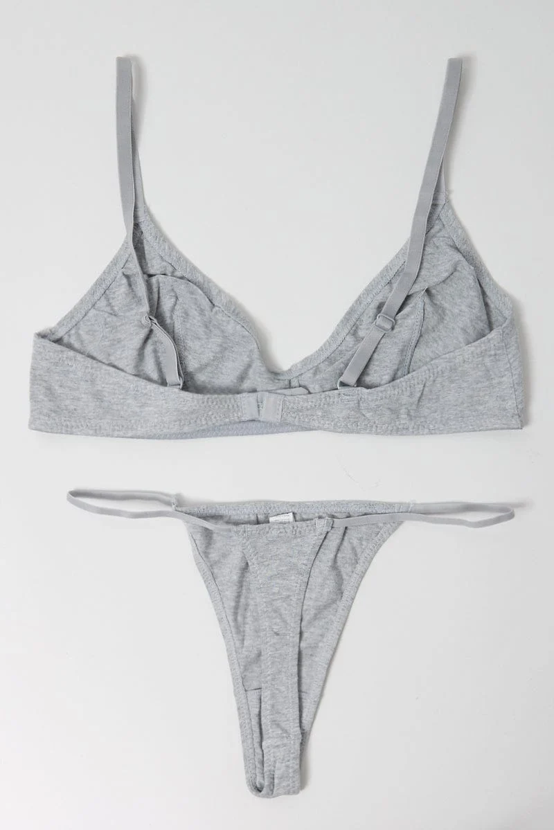 Grey Bralet and Thong Lingerie Set - Image 2