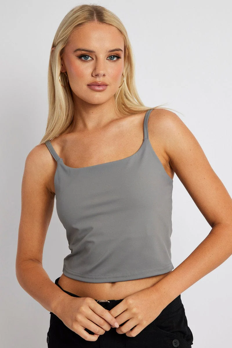 Grey Bralette Round Neck Sleeveless Padded - Image 3
