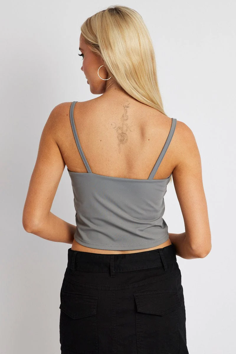 Grey Bralette Round Neck Sleeveless Padded - Image 5