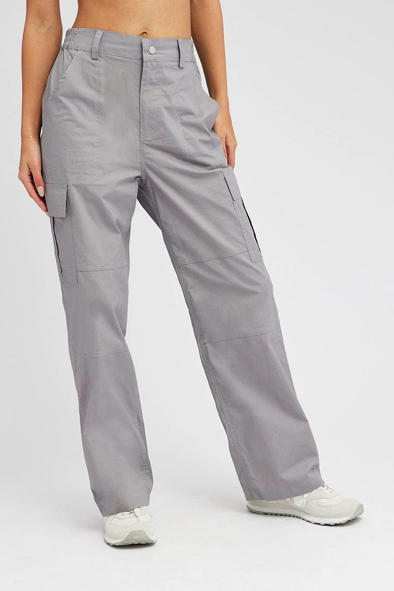 Grey Cargo Pants Mid Rise - Image 2
