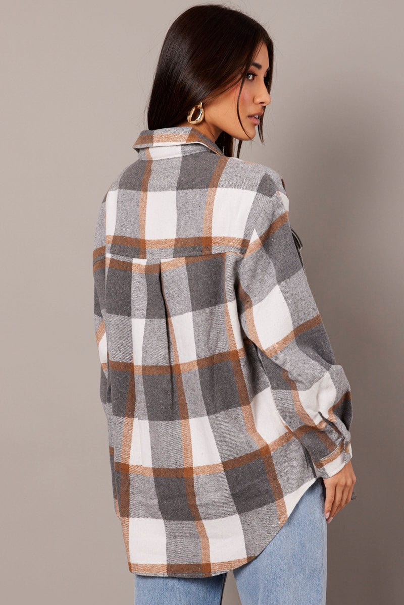 Grey Check Relaxed Shirt Long Sleeve - Image 5