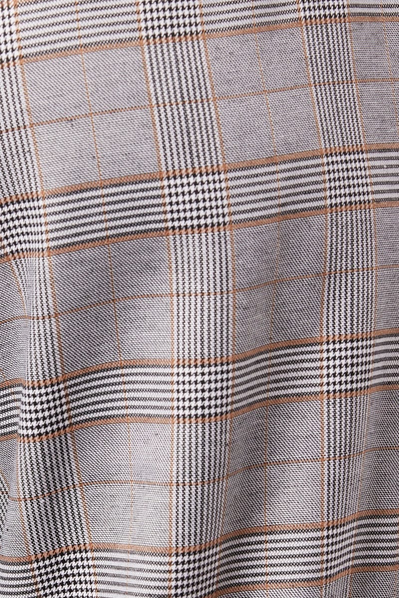 Grey Check Tapered Pants Elasticated Waist Cropped - Image 6