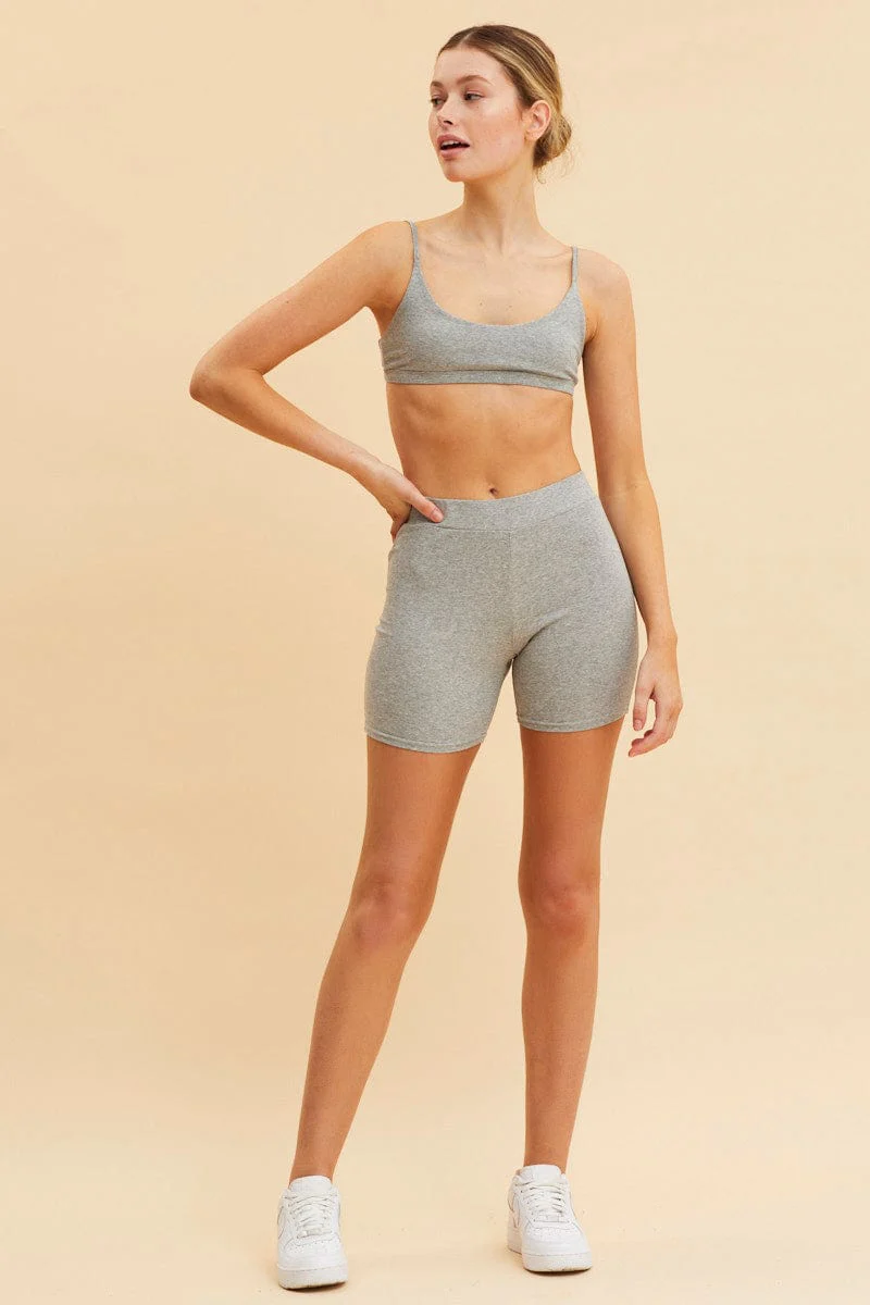 Grey Cotton Bralette Cotton Stretch Scoop Neck - Image 2