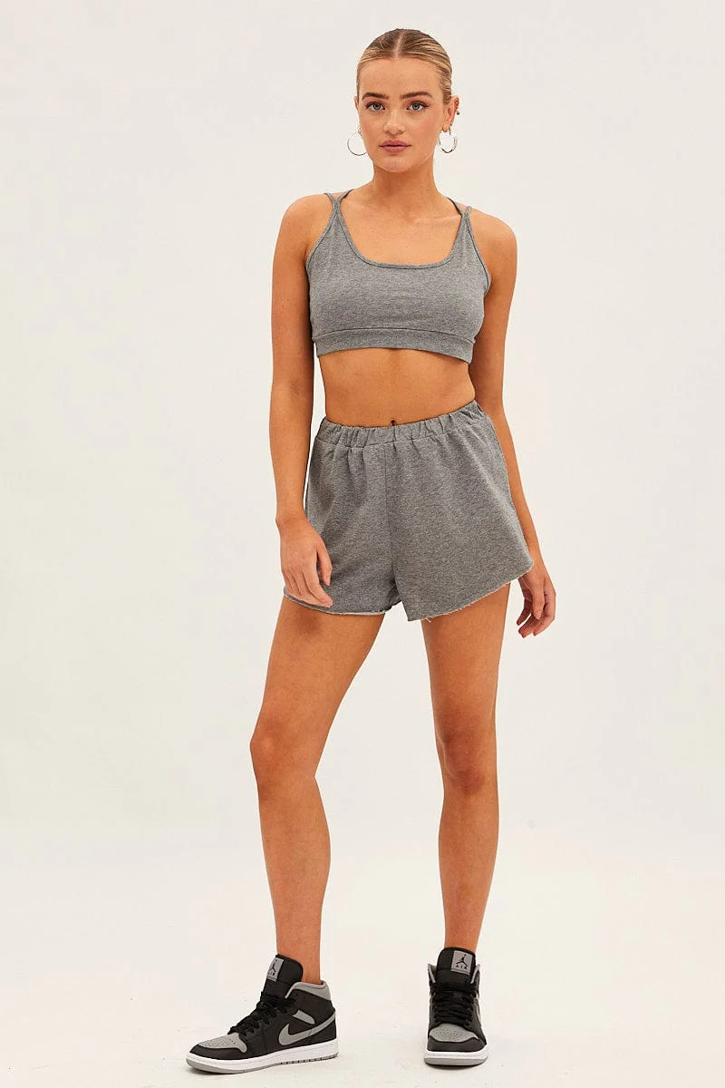 Grey Crop Top Loungewear Set - Image 2