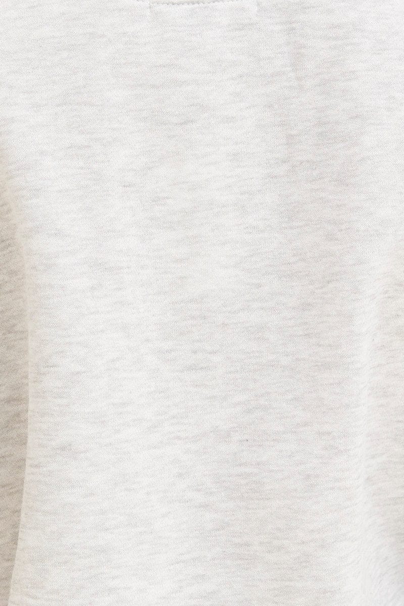 Grey Cropped Sweat Bell Sleeve Crew Neck Relaxed Fit - Image 6