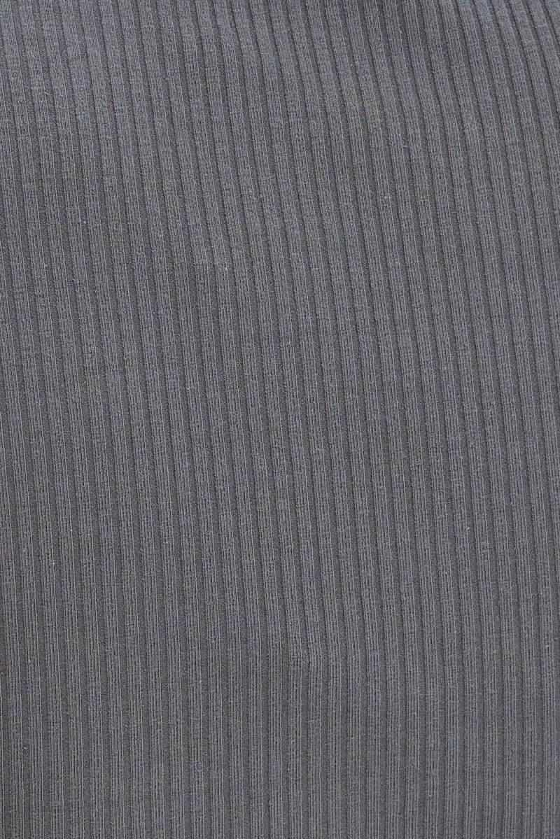 Grey Cut Out Top Short Sleeve Mock Neck Rib - Image 6