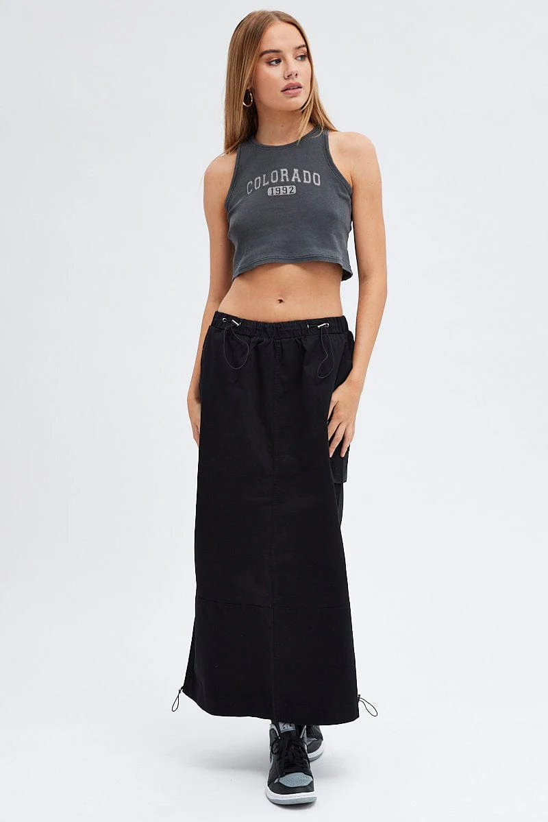 Grey Graphic Crop Tee Sleeveless - Image 2