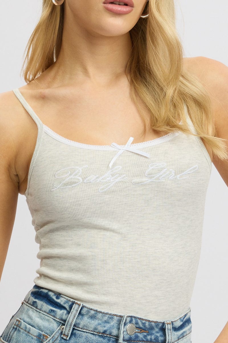 Grey Graphic Singlet Rib
