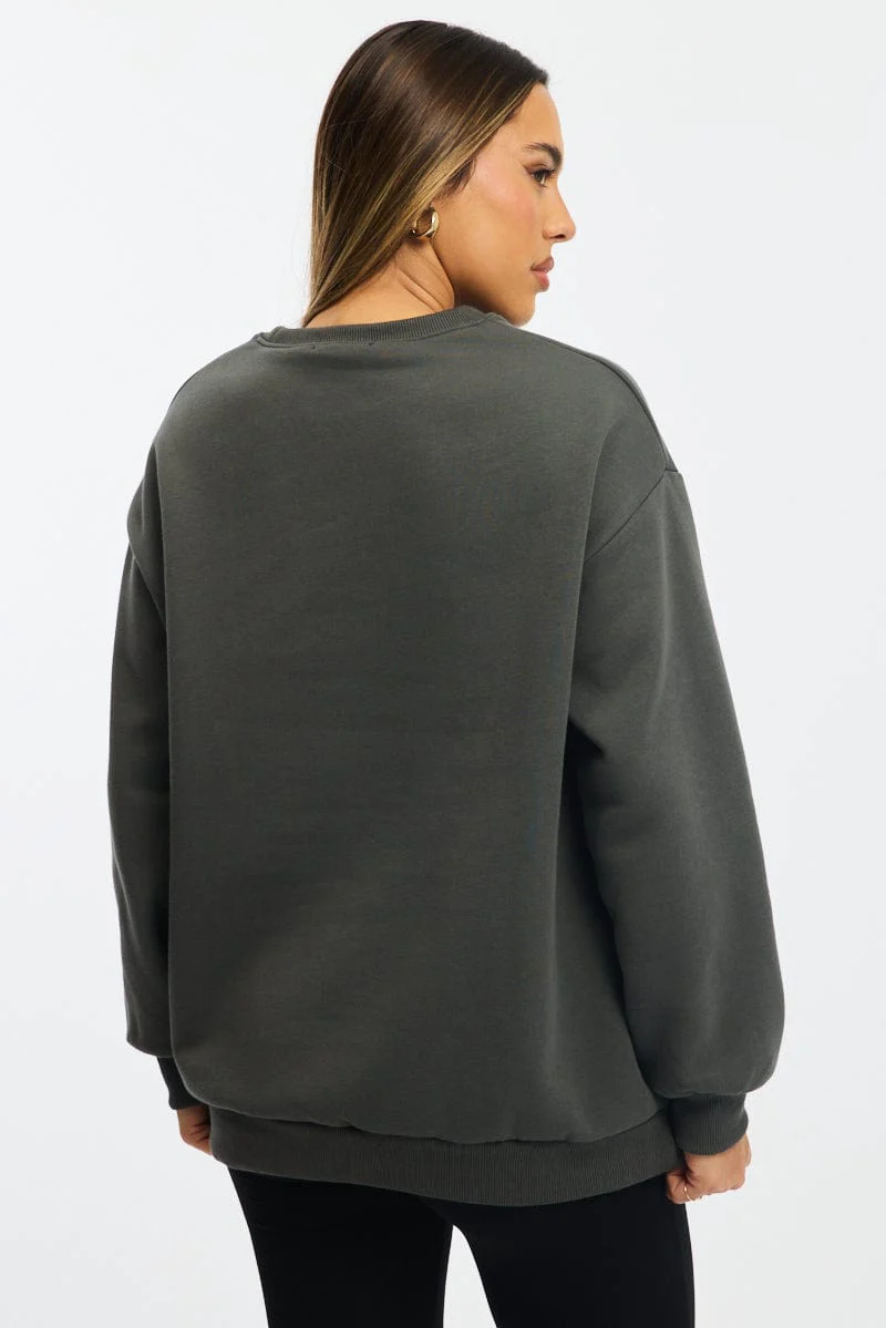 Grey Graphic Sweater Long Sleeve - Image 4