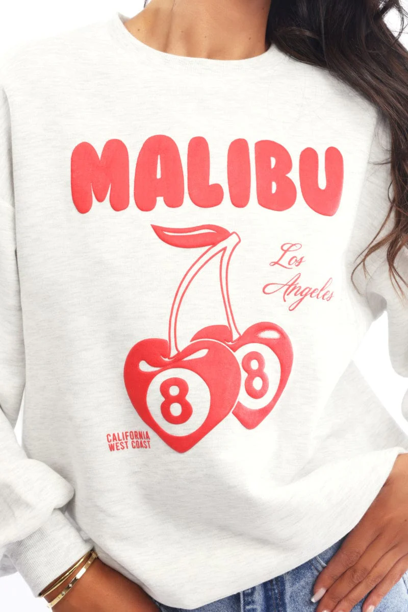 Grey Graphic Sweater Long Sleeve - Image 5