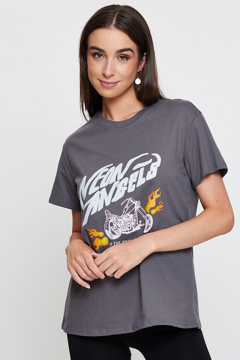 Grey Graphic T-Shirt Short Sleeve