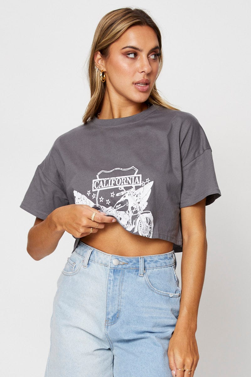 Grey Graphic T-Shirt Short Sleeve - Image 3