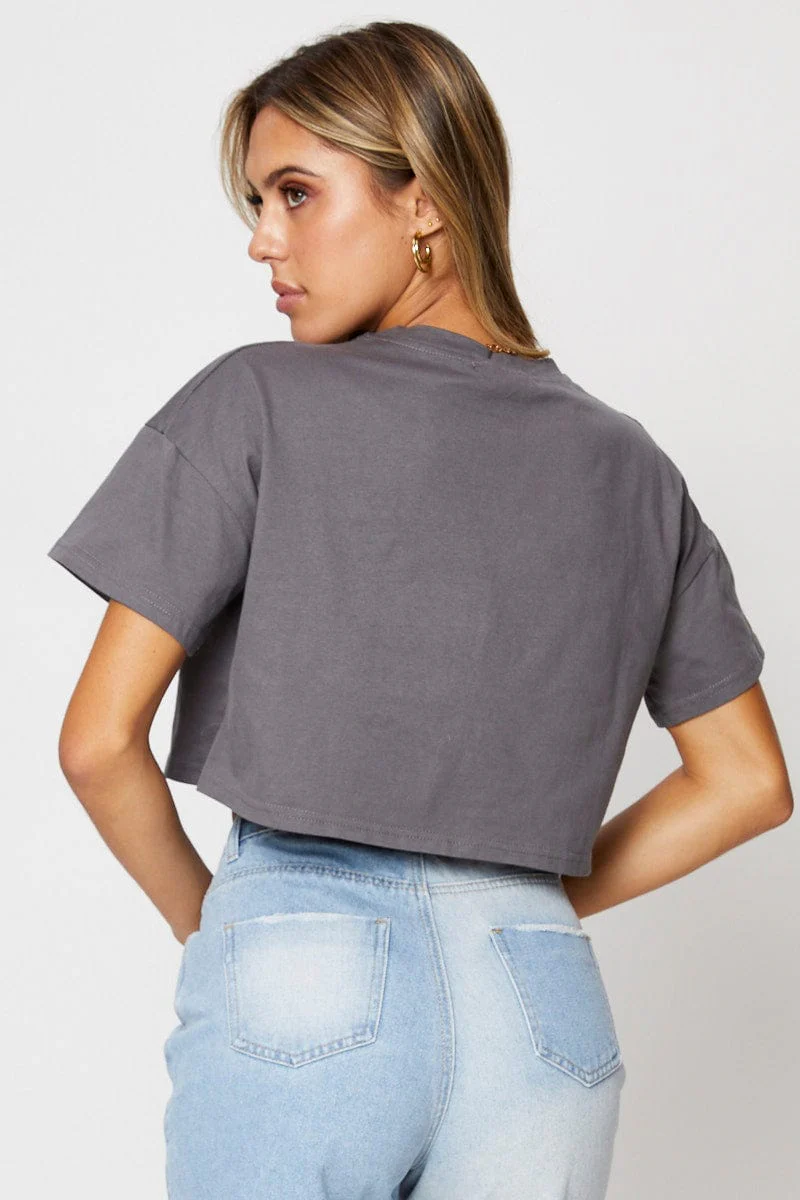 Grey Graphic T-Shirt Short Sleeve - Image 5