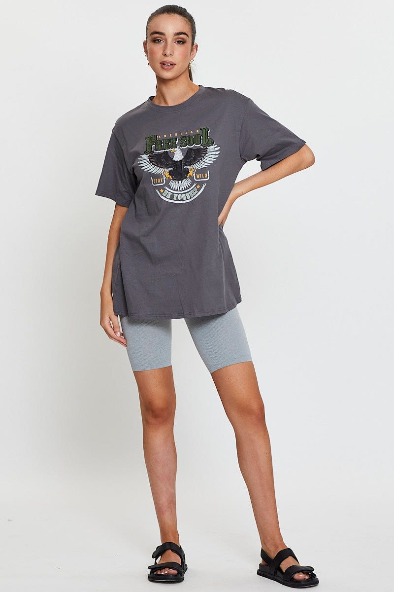 Grey Graphic T-Shirt Short Sleeve - Image 2