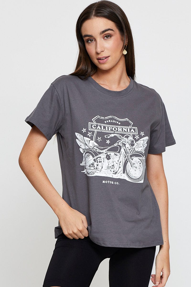 Grey Graphic T-Shirt Short Sleeve - Image 3