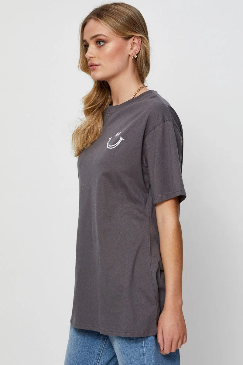 Grey Graphic T-Shirt Short Sleeve - Image 4