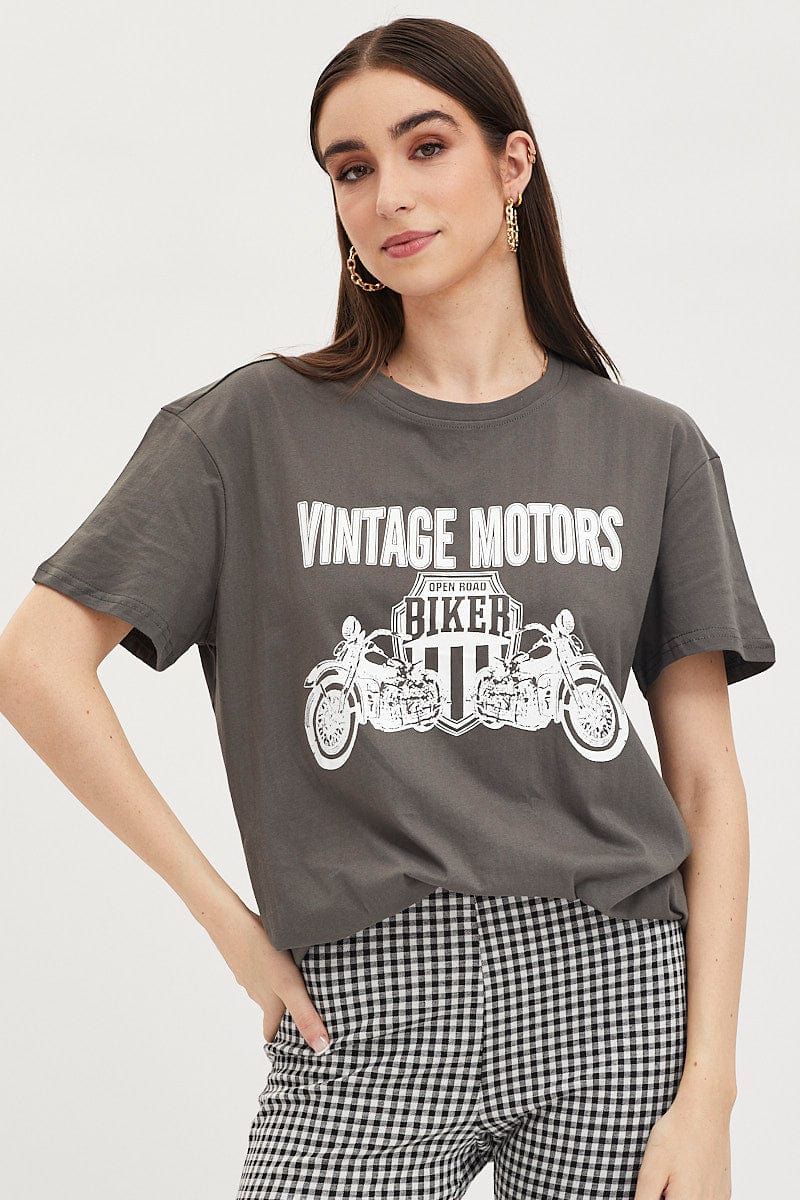 Grey Graphic T-Shirt Short Sleeve - Image 3