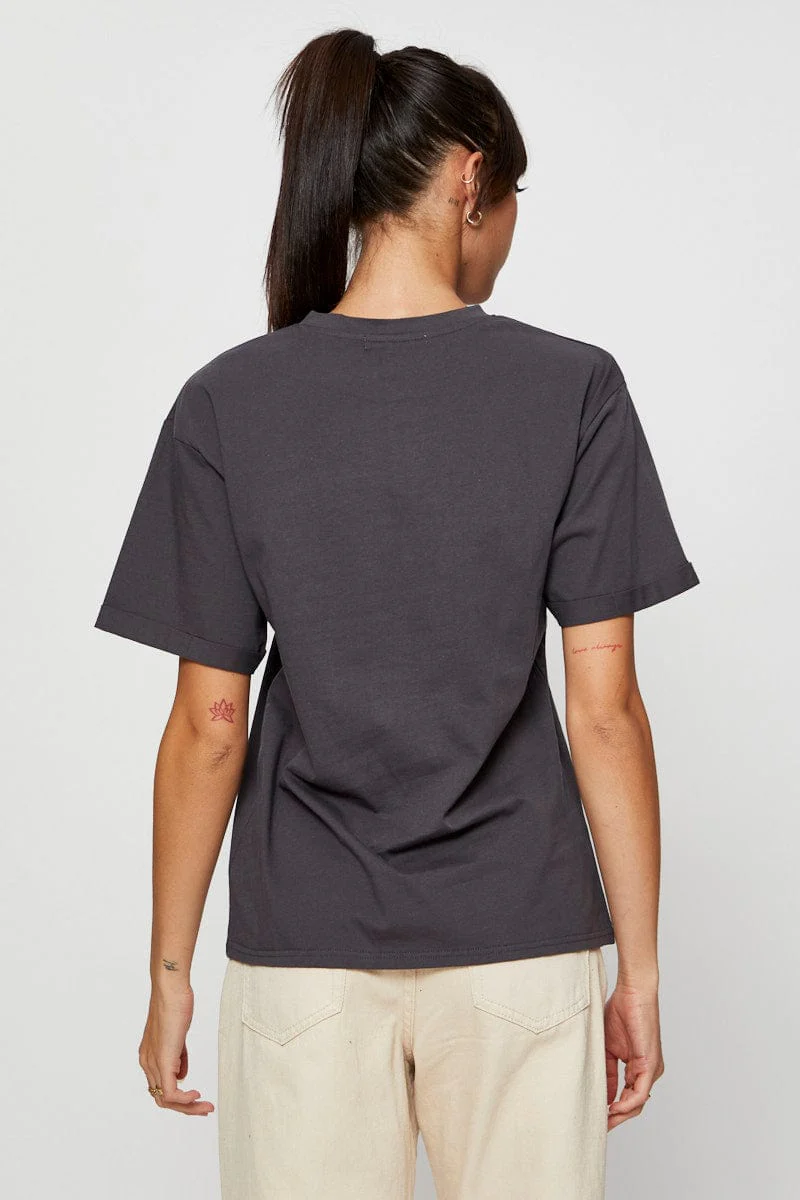 Grey Graphic T Shirt Short Sleeve - Image 5