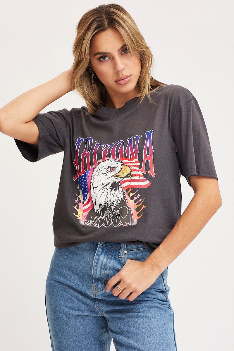Grey Graphic T Shirt Short Sleeve - Image 3