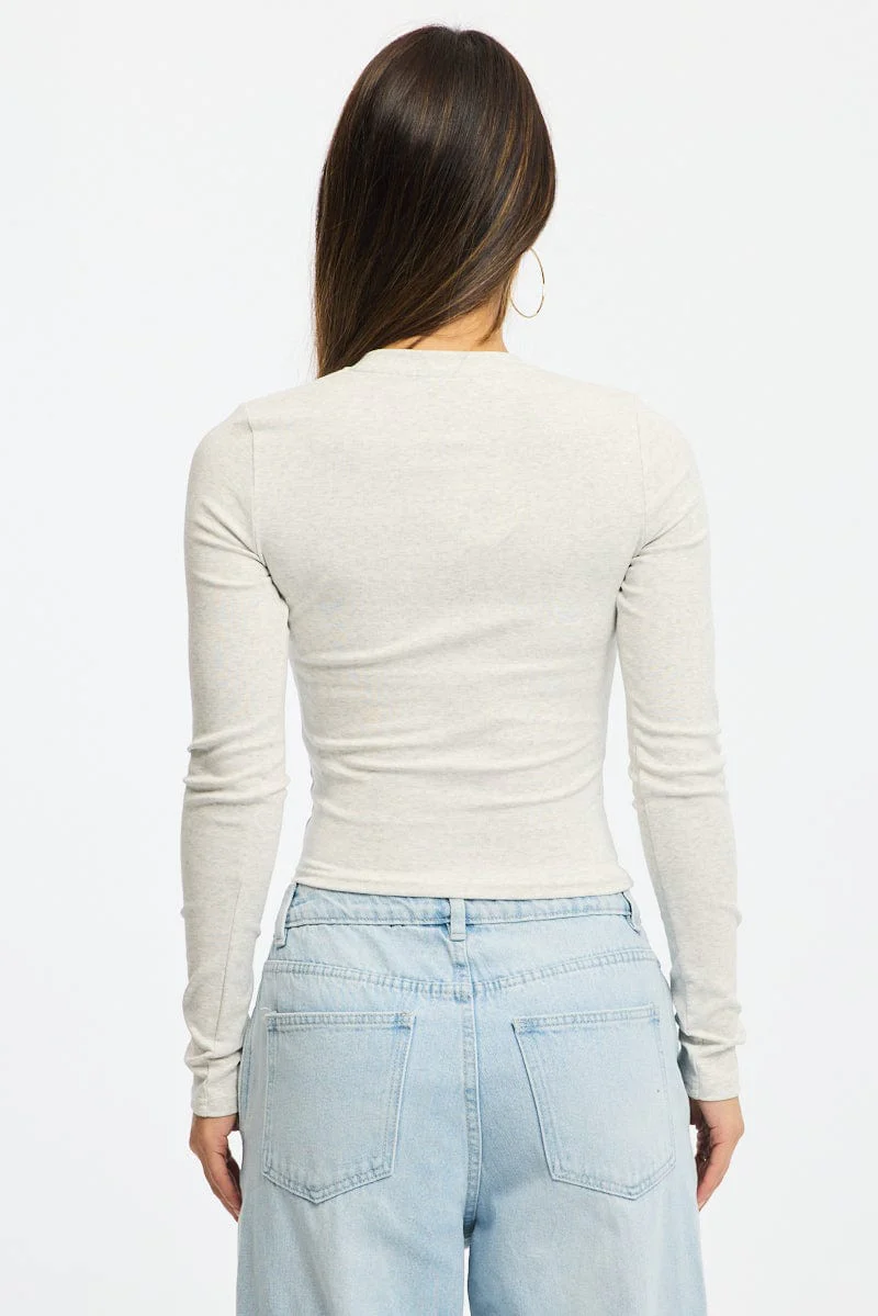 Grey Graphic Tee Long Sleeve - Image 4
