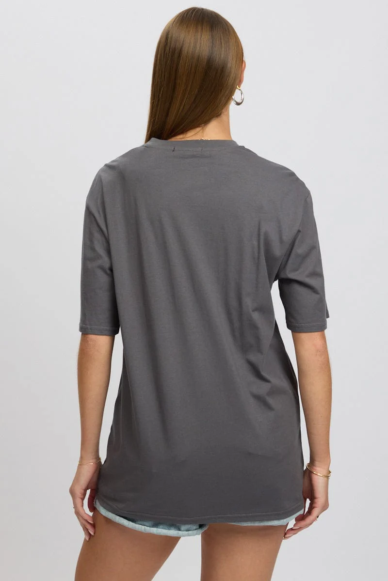 Grey Graphic Tee Short Sleeve - Image 5