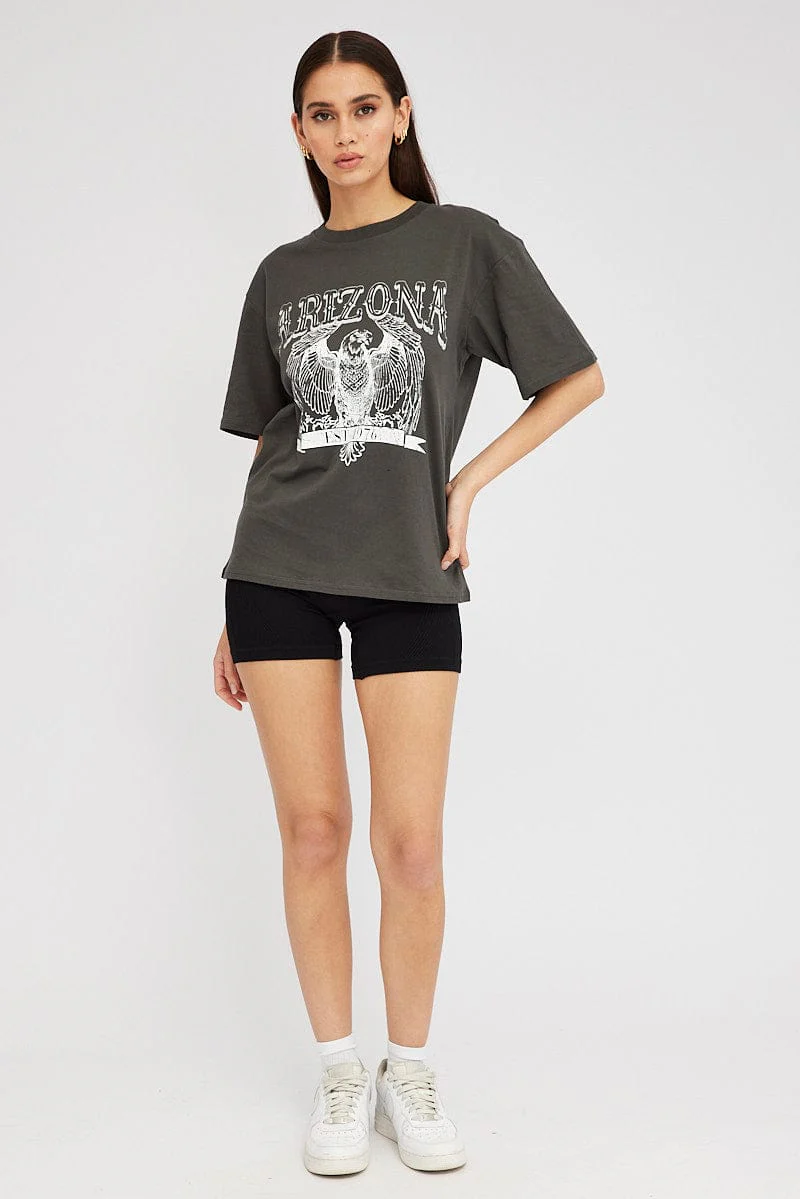 Grey Graphic Tee Short Sleeve - Image 2