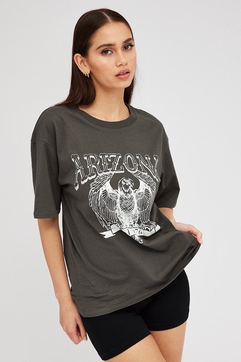 Grey Graphic Tee Short Sleeve - Image 3