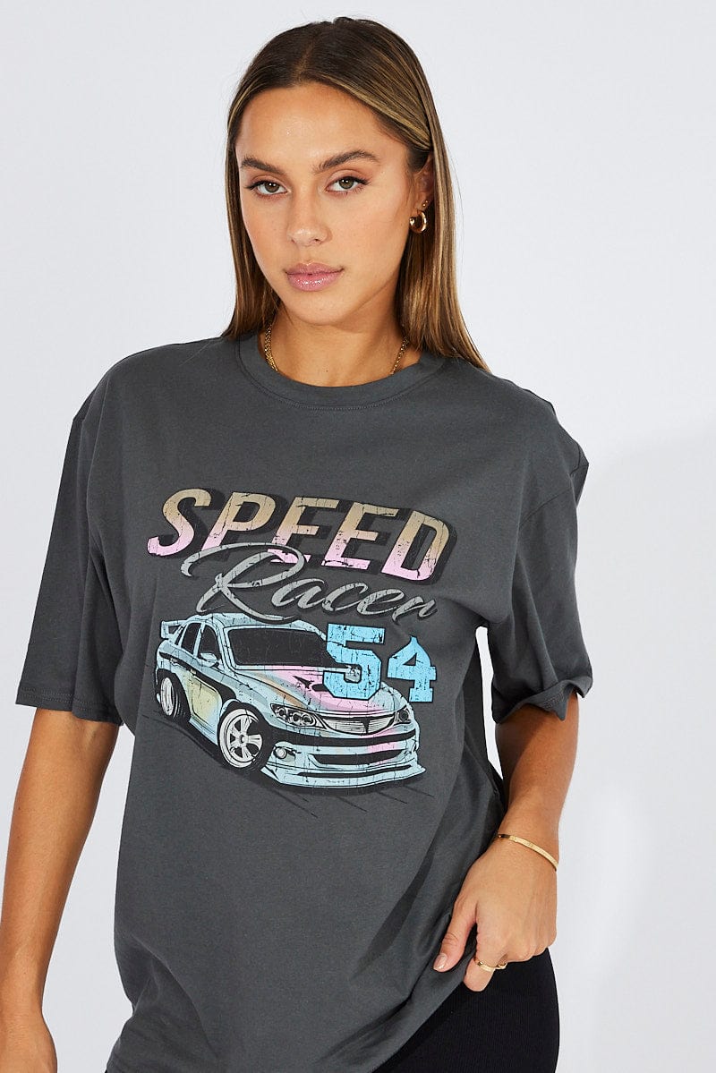Grey Graphic Tee Short Sleeve - Image 3