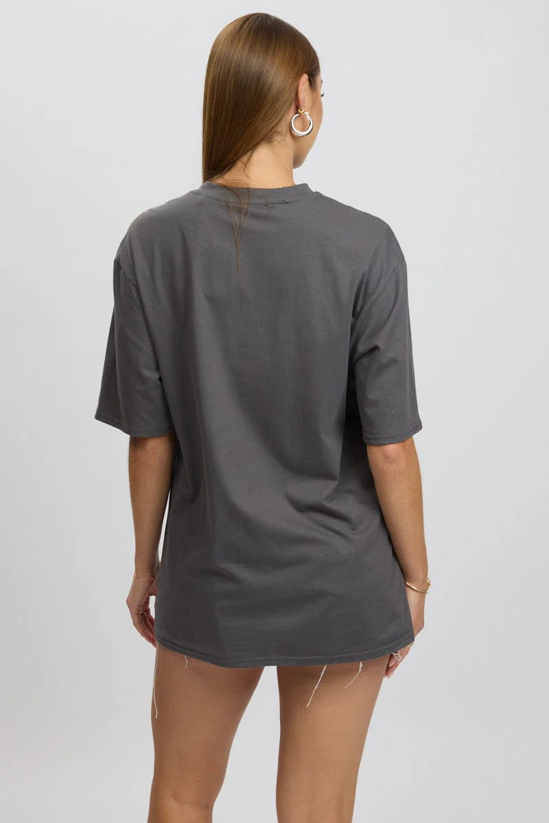 Grey Graphic Tee Short Sleeve - Image 5