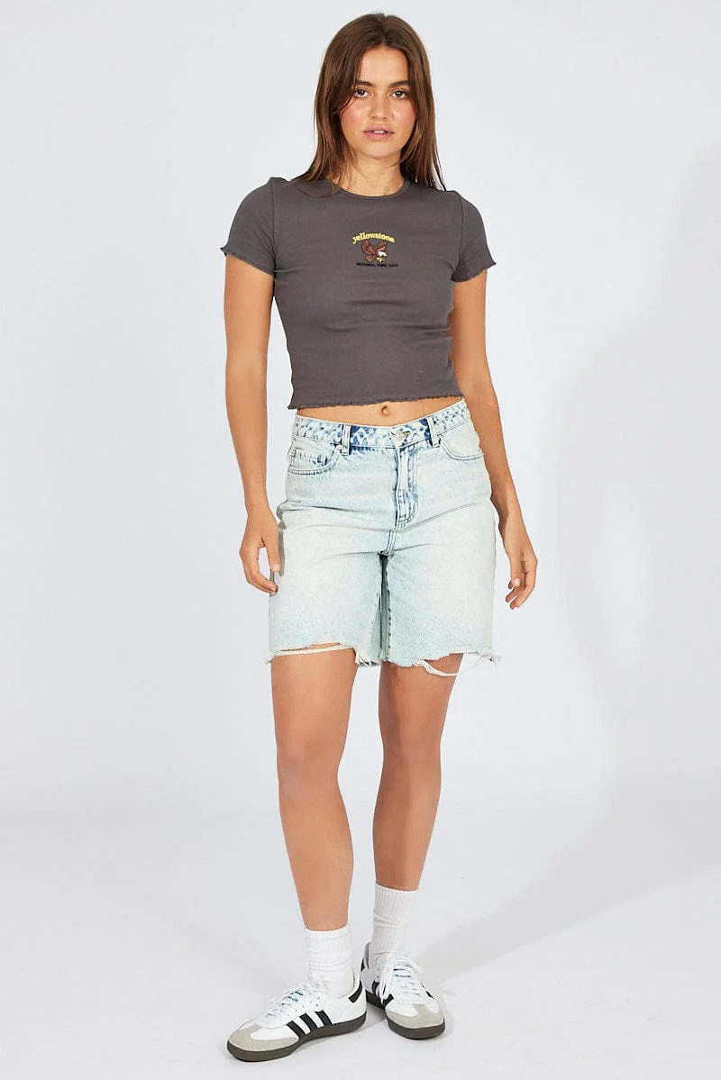 Grey Graphic Tee Short Sleeve - Image 2