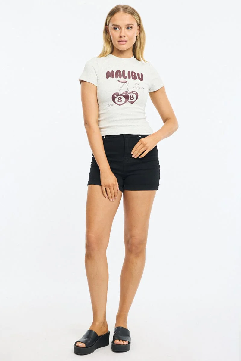 Grey Graphic Tee Short Sleeve - Image 2