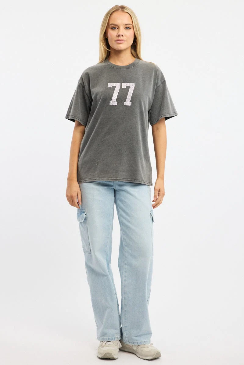 Grey Graphic Tee Short Sleeve - Image 2
