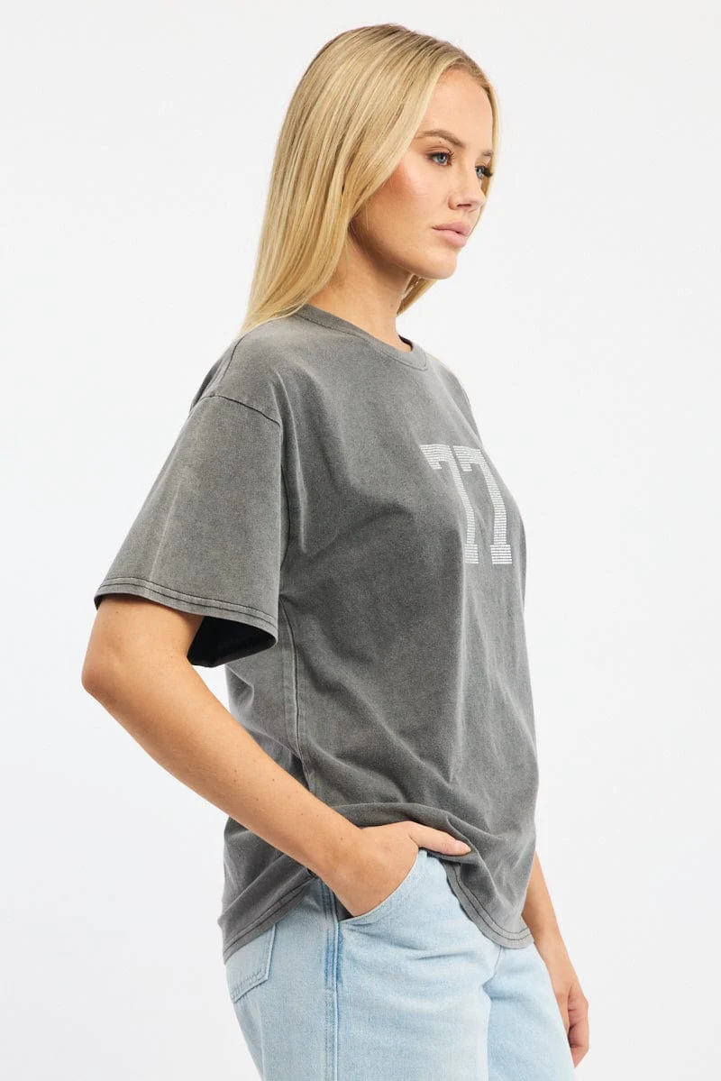 Grey Graphic Tee Short Sleeve - Image 3