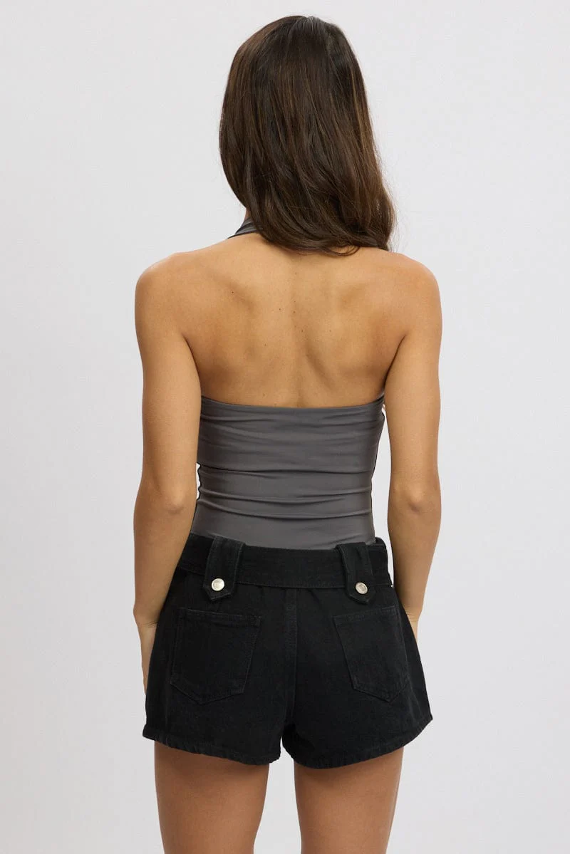 Grey Halter Bodysuit Supersoft - Image 4