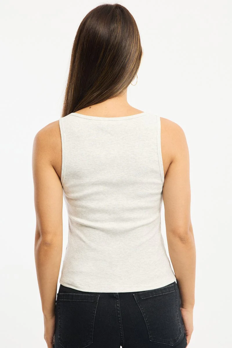 Grey Henley Tank Top Sleeveless - Image 4