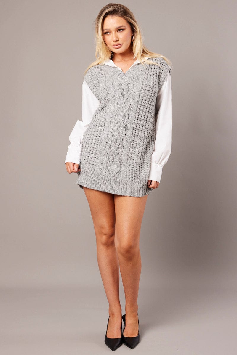 Grey Knit Top Jumper - Image 2